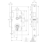 CERRADURA EMBUTIR MCM 2501 SIN CILINDRO