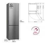 FRIGORÍFICO COMBI LG GBP62PZNAC CLASE B NO FROST