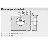 BISAGRA 71B9650 CLIP BLUMOTION P.GRUESA ACODADA