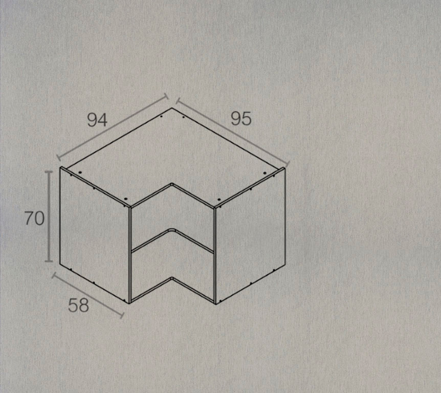 MUEBLE COCINA HIDRÓFUGO BAJO ALUMINIO ESQUINERO