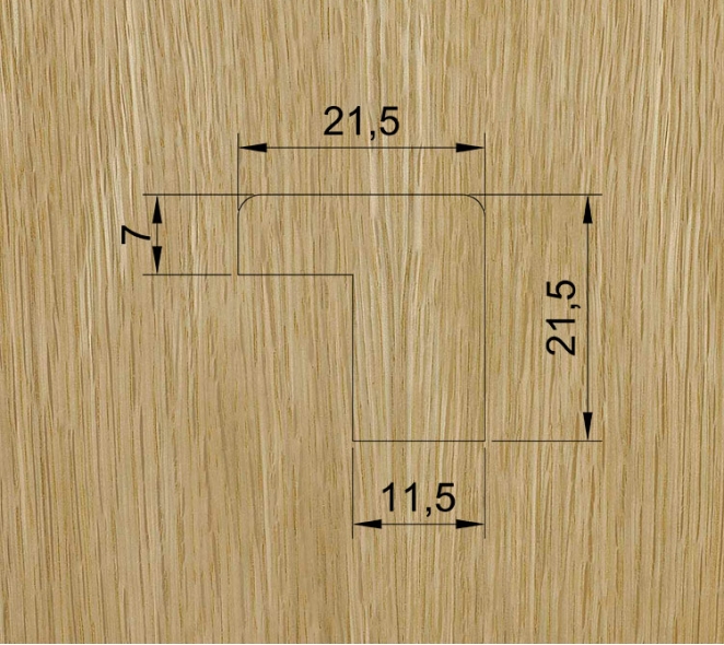 MOLDURA CRISTAL MDF RECHAPADA ROBLE