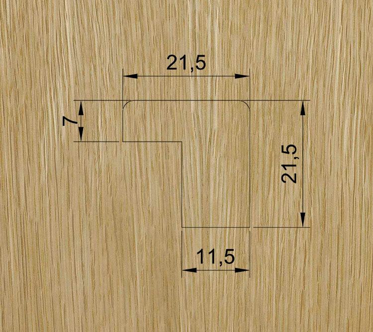 MOLDURA CRISTAL MDF RECHAPADA ROBLE