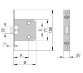 PICAPORTE UNIFICADO UCEM 6134BC CANTO REDONDO