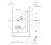 CERRADURA EMBUTIR MCM 2501 SIN CILINDRO