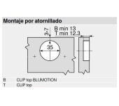 BISAGRA BLUM 70T9580.TL CLIP TOP RECTA S/MUELLE