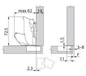 FRONTISSA BLUM 71B7550 CLIP BLUMOTION RECTE